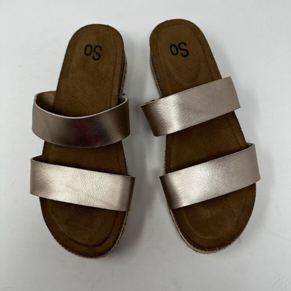 SO Women's Rose Gold‎ 2 Strap High Sandals Size 8.5 ~ Kohls - Picture 3 of 8